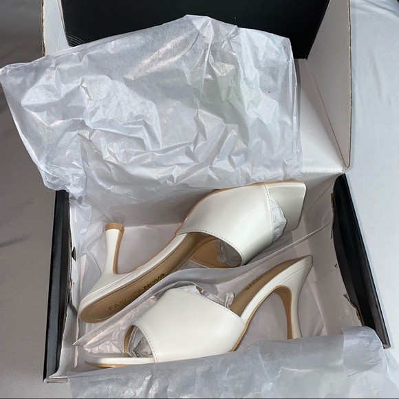 Fashion Nova White Square Toe Heeled Sandals - Picture 3 of 6
